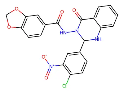 N-[2-(4-chloro-3-nitrophenyl)-4-oxo-1,2-dihydroquinazolin-3-yl]-1,3-benzodioxole-5-carboxamide structure