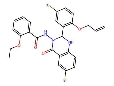 N-[6-bromo-2-(5-bromo-2-prop-2-enoxyphenyl)-4-oxo-1,2-dihydroquinazolin-3-yl]-2-ethoxybenzamide structure