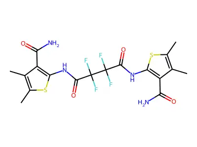 N,N'-bis(3-carbamoyl-4,5-dimethylthiophen-2-yl)-2,2,3,3-tetrafluorobutanediamide structure