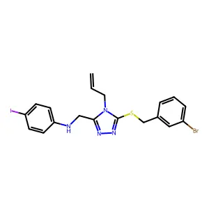 N-({4-allyl-5-[(3-bromobenzyl)sulfanyl]-4H-1,2,4-triazol-3-yl}methyl)-N-(4-iodophenyl)amine structure
