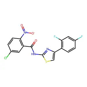 5-chloro-N-[4-(2,4-difluorophenyl)-1,3-thiazol-2-yl]-2-nitrobenzamide structure