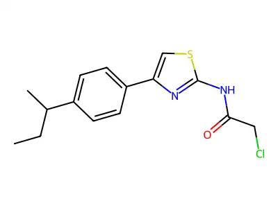 N-(4-(4-(butan-2-yl)phenyl)-1,3-thiazol-2-yl)-2-chloroacetamide structure