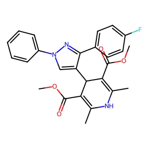 dimethyl 4-[3-(4-fluorophenyl)-1-phenyl-1H-pyrazol-4-yl]-2,6-dimethyl-1,4-dihydropyridine-3,5-dicarboxylate structure