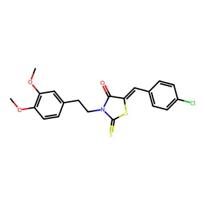 (5E)-5-[(4-chlorophenyl)methylidene]-3-[2-(3,4-dimethoxyphenyl)ethyl]-2-sulfanylidene-1,3-thiazolidin-4-one structure