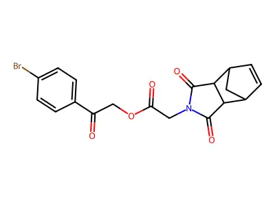 2-(4-bromophenyl)-2-oxoethyl (3,5-dioxo-4-azatricyclo[5.2.1.0~2,6~]dec-8-en-4-yl)acetate structure