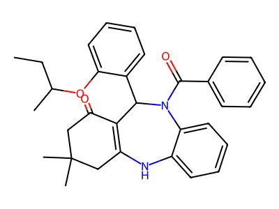 5-benzoyl-6-(2-butan-2-yloxyphenyl)-9,9-dimethyl-6,8,10,11-tetrahydrobenzo[b][1,4]benzodiazepin-7-one structure