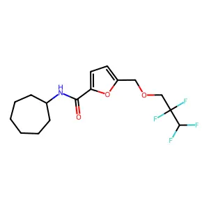 N-cycloheptyl-5-(2,2,3,3-tetrafluoropropoxymethyl)furan-2-carboxamide structure