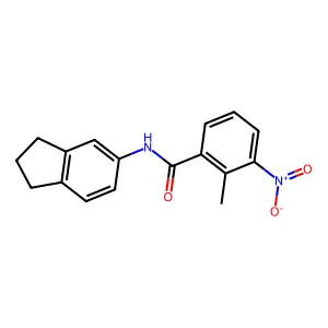 N-(2,3-dihydro-1H-inden-5-yl)-2-methyl-3-nitrobenzamide structure