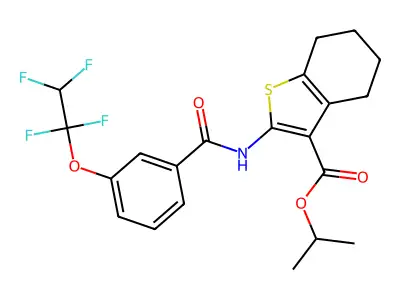 isopropyl 2-{[3-(1,1,2,2-tetrafluoroethoxy)benzoyl]amino}-4,5,6,7-tetrahydro-1-benzothiophene-3-carboxylate structure