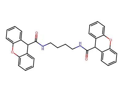 N-[4-(9H-xanthene-9-carbonylamino)butyl]-9H-xanthene-9-carboxamide structure