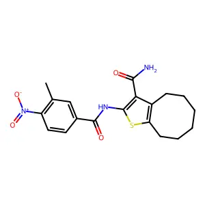 2-[(3-methyl-4-nitrobenzoyl)amino]-4,5,6,7,8,9-hexahydrocycloocta[b]thiophene-3-carboxamide structure