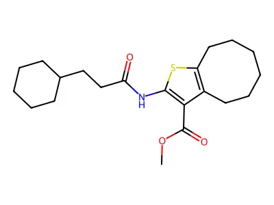 methyl 2-[(3-cyclohexylpropanoyl)amino]-4,5,6,7,8,9-hexahydrocycloocta[b]thiophene-3-carboxylate structure