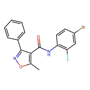 N-(4-bromo-2-fluorophenyl)-5-methyl-3-phenyl-1,2-oxazole-4-carboxamide structure