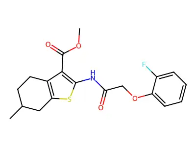methyl 2-{[(2-fluorophenoxy)acetyl]amino}-6-methyl-4,5,6,7-tetrahydro-1-benzothiophene-3-carboxylate structure