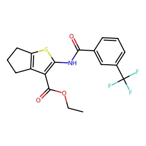 ethyl 2-(3-(trifluoromethyl)benzamido)-5,6-dihydro-4H-cyclopenta[b]thiophene-3-carboxylate structure