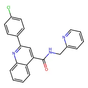 2-(4-chlorophenyl)-N-(pyridin-2-ylmethyl)quinoline-4-carboxamide structure