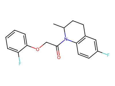 1-(6-fluoro-2-methyl-3,4-dihydro-2H-quinolin-1-yl)-2-(2-fluorophenoxy)ethanone structure