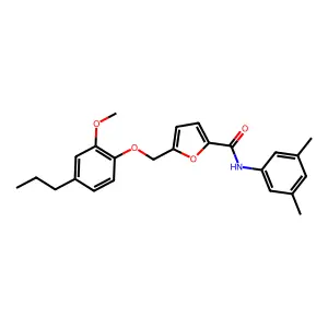 N-(3,5-dimethylphenyl)-5-[(2-methoxy-4-propylphenoxy)methyl]furan-2-carboxamide structure