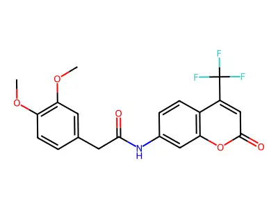 2-(3,4-dimethoxyphenyl)-N-[2-oxo-4-(trifluoromethyl)-2H-chromen-7-yl]acetamide structure