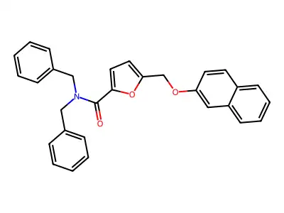 N,N-dibenzyl-5-(naphthalen-2-yloxymethyl)furan-2-carboxamide structure