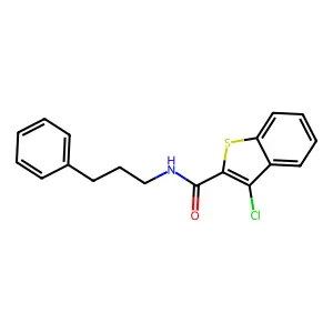 3-chloro-N-(3-phenylpropyl)-1-benzothiophene-2-carboxamide structure