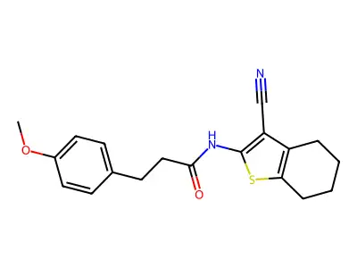 N-(3-cyano-4,5,6,7-tetrahydro-1-benzothiophen-2-yl)-3-(4-methoxyphenyl)propanamide structure