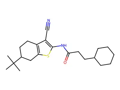 N-(6-tert-butyl-3-cyano-4,5,6,7-tetrahydro-1-benzothien-2-yl)-3-cyclohexylpropanamide structure