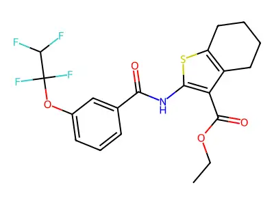 ethyl 2-({[3-(1,1,2,2-tetrafluoroethoxy)phenyl]carbonyl}amino)-4,5,6,7-tetrahydro-1-benzothiophene-3-carboxylate structure