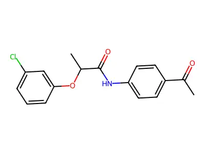 N-(4-acetylphenyl)-2-(3-chlorophenoxy)propanamide structure