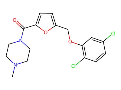 (5-((2,5-Dichlorophenoxy)methyl)furan-2-yl)(4-methylpiperazin-1-yl)methanone structure