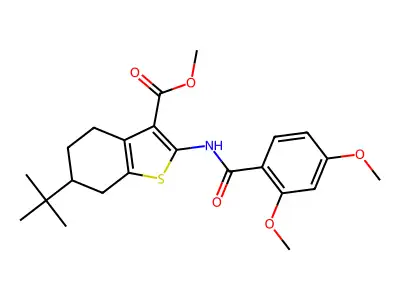 methyl 6-tert-butyl-2-[(2,4-dimethoxybenzoyl)amino]-4,5,6,7-tetrahydro-1-benzothiophene-3-carboxylate structure