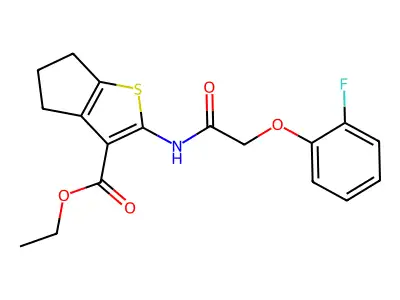 ethyl 2-{[(2-fluorophenoxy)acetyl]amino}-5,6-dihydro-4H-cyclopenta[b]thiophene-3-carboxylate structure