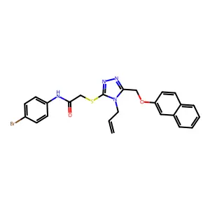 2-({4-allyl-5-[(2-naphthyloxy)methyl]-4H-1,2,4-triazol-3-yl}sulfanyl)-N-(4-bromophenyl)acetamide structure