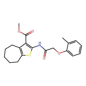 methyl 2-{[(2-methylphenoxy)acetyl]amino}-5,6,7,8-tetrahydro-4H-cyclohepta[b]thiophene-3-carboxylate structure