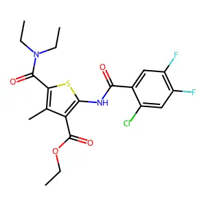 ethyl 2-[(2-chloro-4,5-difluorobenzoyl)amino]-5-[(diethylamino)carbonyl]-4-methyl-3-thiophenecarboxylate structure