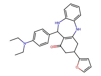 11-[4-(diethylamino)phenyl]-3-(2-furyl)-2,3,4,5,10,11-hexahydro-1H-dibenzo[b,e][1,4]diazepin-1-one structure