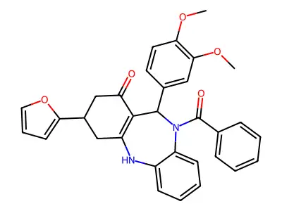 [11-(3,4-dimethoxyphenyl)-3-(furan-2-yl)-1-hydroxy-2,3,4,11-tetrahydro-10H-dibenzo[b,e][1,4]diazepin-10-yl](phenyl)methanone structure