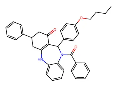 5-benzoyl-6-(4-butoxyphenyl)-9-phenyl-8,9,10,11-tetrahydro-6H-benzo[b][1,4]benzodiazepin-7-one structure