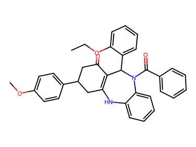 5-benzoyl-6-(2-ethoxyphenyl)-9-(4-methoxyphenyl)-8,9,10,11-tetrahydro-6H-benzo[b][1,4]benzodiazepin-7-one structure