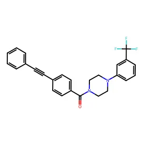[4-(2-phenylethynyl)phenyl]-[4-[3-(trifluoromethyl)phenyl]piperazin-1-yl]methanone structure