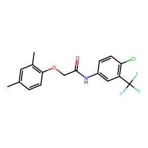 N-[4-chloro-3-(trifluoromethyl)phenyl]-2-(2,4-dimethylphenoxy)acetamide structure
