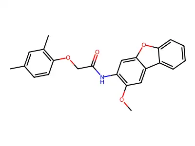 2-(2,4-dimethylphenoxy)-N-(2-methoxydibenzofuran-3-yl)acetamide structure