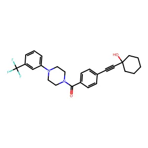 [4-[2-(1-hydroxycyclohexyl)ethynyl]phenyl]-[4-[3-(trifluoromethyl)phenyl]piperazin-1-yl]methanone structure