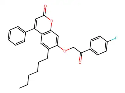 7-[2-(4-fluorophenyl)-2-oxoethoxy]-6-hexyl-4-phenyl-2H-chromen-2-one structure