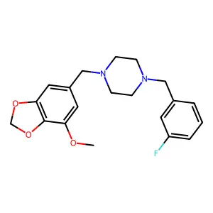 1-[(3-Fluorophenyl)methyl]-4-[(7-methoxy-1,3-benzodioxol-5-yl)methyl]piperazine structure
