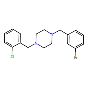 1-[(3-Bromophenyl)methyl]-4-[(2-chlorophenyl)methyl]piperazine structure