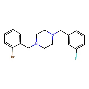1-[(2-Bromophenyl)methyl]-4-[(3-fluorophenyl)methyl]piperazine structure