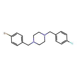 1-[(4-Bromophenyl)methyl]-4-[(4-fluorophenyl)methyl]piperazine structure