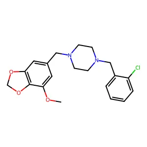 1-[(2-Chlorophenyl)methyl]-4-[(7-methoxy-1,3-benzodioxol-5-yl)methyl]piperazine structure