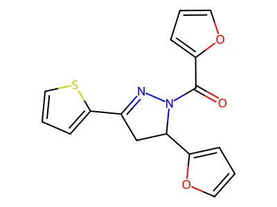 1-(2-furoyl)-5-(2-furyl)-3-(2-thienyl)-4,5-dihydro-1H-pyrazole structure